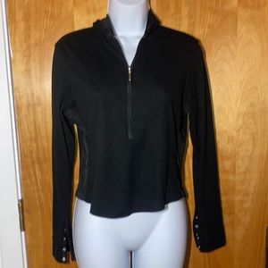 Black Athletic Works Half Zip Work Out Hoodie Top Size Small